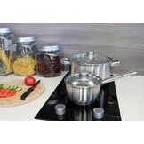 Cookline - pannenset - set van 4 pannen - RVS - glas met rvs knop