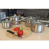 Cookline - pannenset - set van 4 pannen - RVS - glas met rvs knop