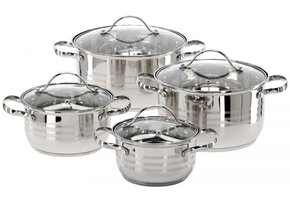 Cookline - pannenset - set van 4 pannen - RVS, glas