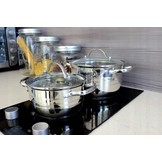Cookline - pannenset - set van 4 pannen - RVS, glas