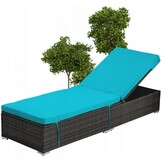 Garden Line - ligbed - met kussen - 198x65cm - antraciet, blauw