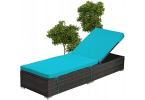 Garden Line - ligbed - met kussen - 198x65cm - antraciet, blauw