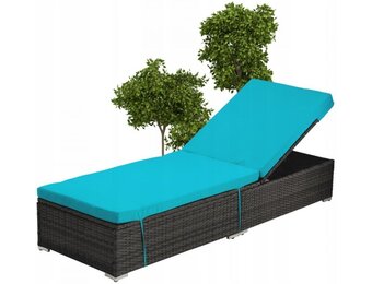 Garden Line - ligbed - met kussen - 198x65cm - antraciet, blauw