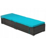 Garden Line - ligbed - met kussen - 198x65cm - antraciet, blauw