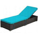 Garden Line - ligbed - met kussen - 198x65cm - antraciet, blauw