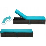 Garden Line - ligbed - met kussen - 198x65cm - antraciet, blauw