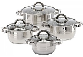 Cookline - pannenset - set van 4 pannen - RVS - glas