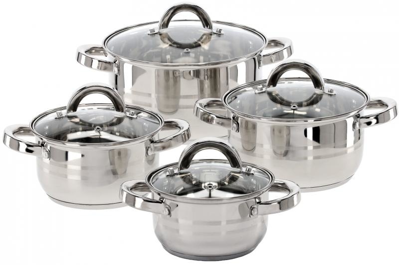 Cookline - pannenset - set van 4 pannen - RVS - glas