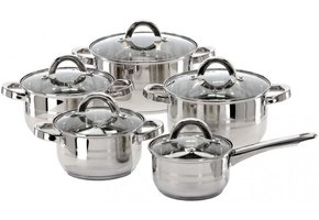 Cookline - pannenset - set van 5 pannen - RVS - glas