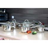 Cookline - pannenset - set van 5 pannen - RVS - glas