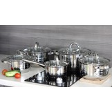 Cookline - pannenset - set van 5 pannen - RVS - glas