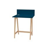 Bureau Luka | Petrolblauw | 65x75x50 cm | Essenhouten poten