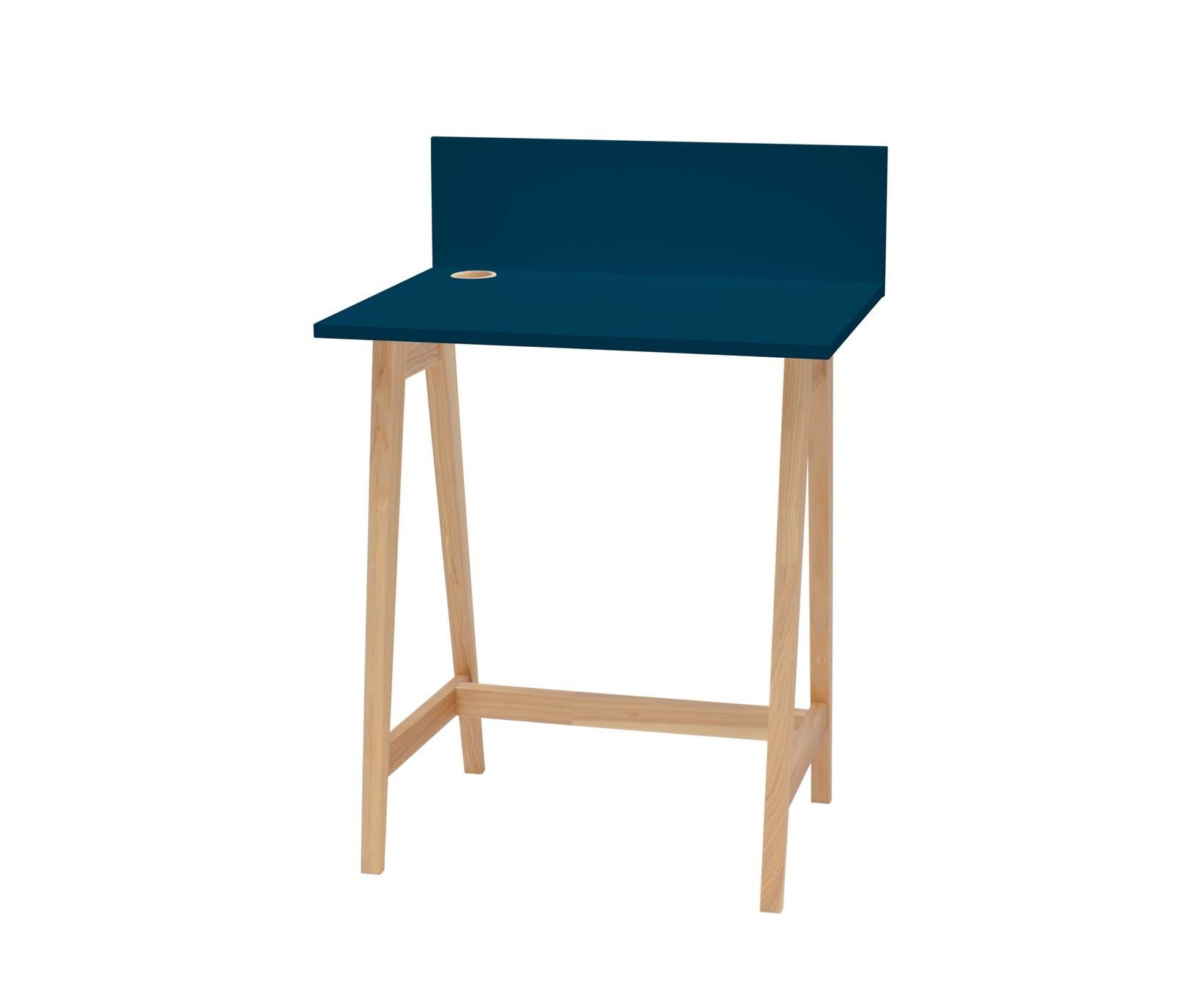 Bureau Luka | Petrolblauw | 65x75x50 cm | Essenhouten poten
