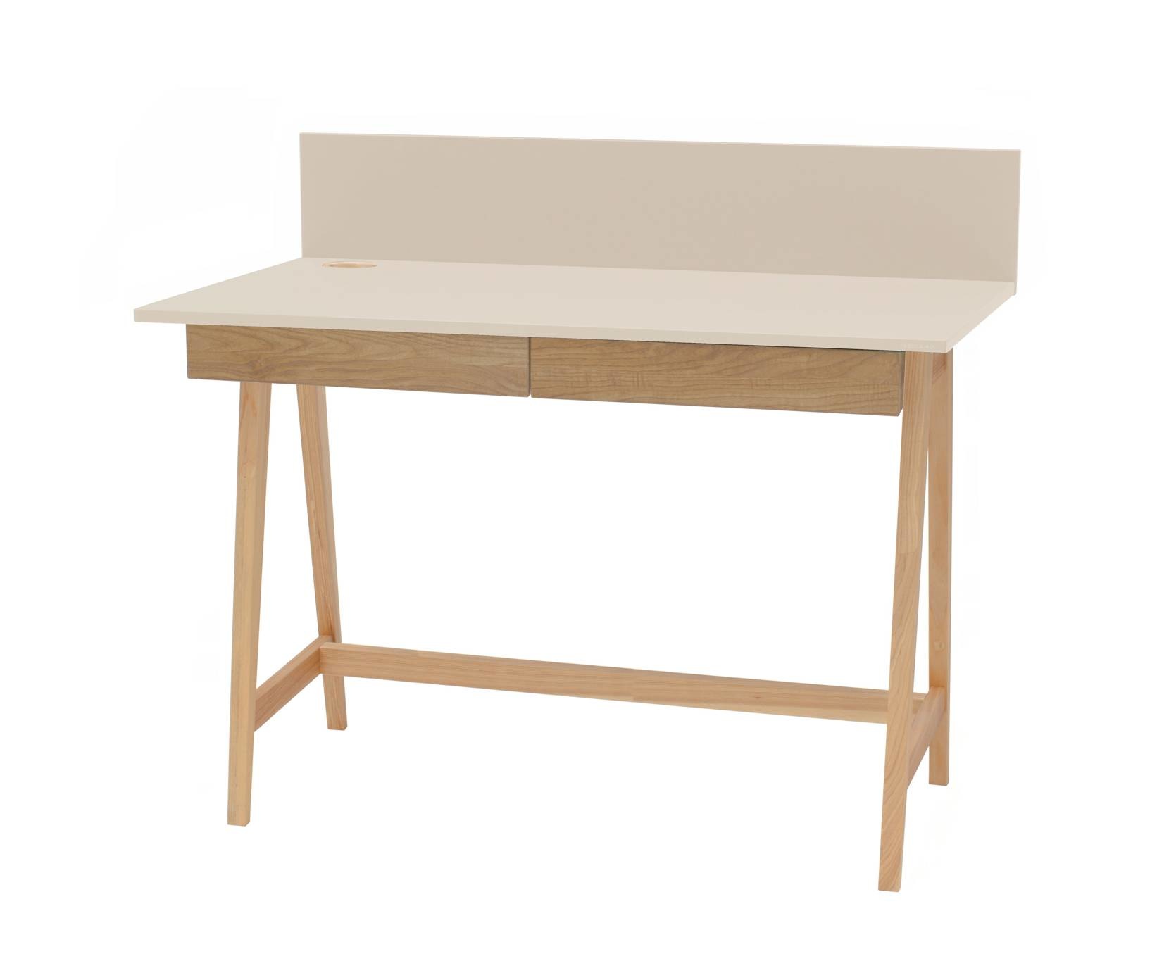 Bureau Luka - Essenhouten poten - Bruin Beige - 110 cm breed
