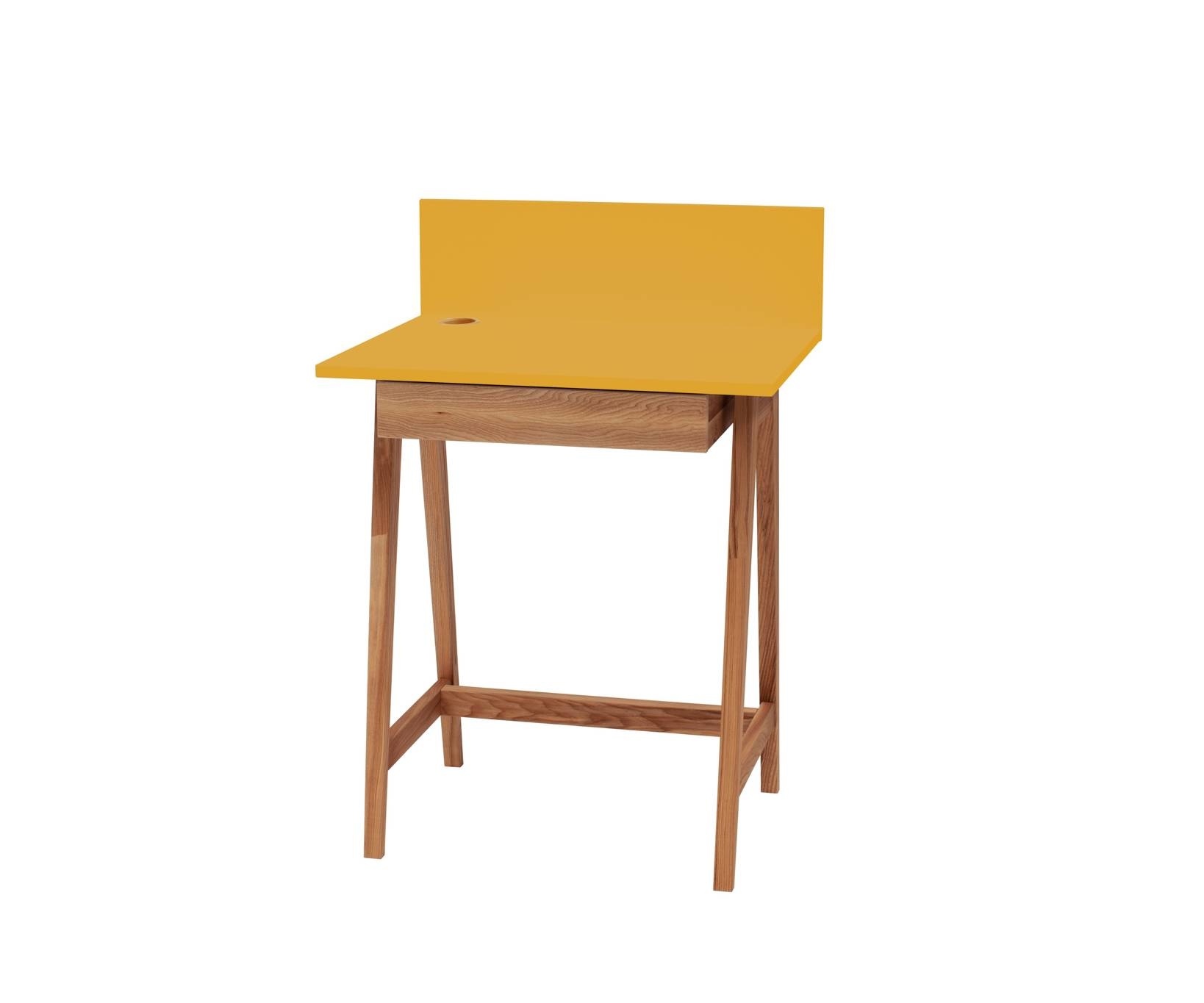 Bureau Luka - Bezem Geel | Eiken poten | 1 lade | 65 cm breed