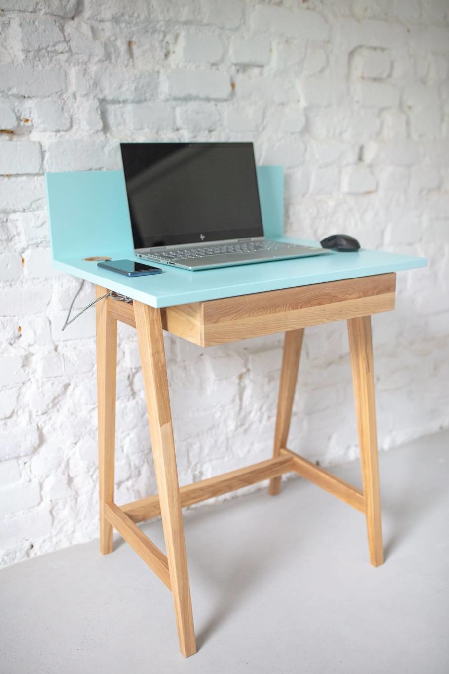 Bureau Luka - Bezem Geel | Eiken poten | 1 lade | 65 cm breed