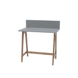 Bureau Luka | Donkergrijs Beton | 85cm Breed | Eiken Poten