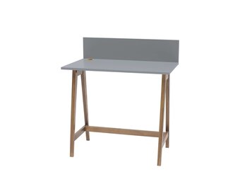 Bureau Luka | Donkergrijs Beton | 85cm Breed | Eiken Poten