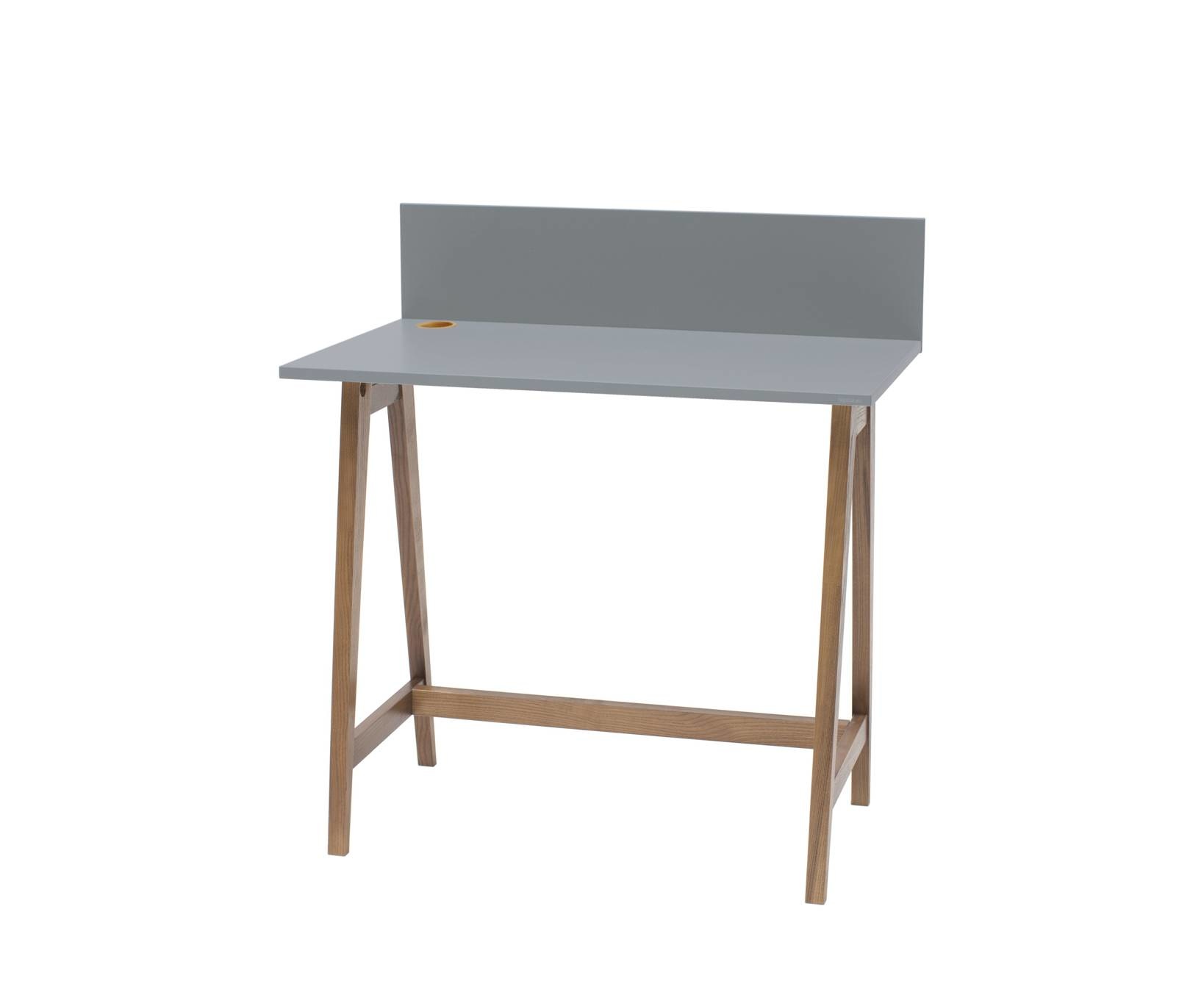 Bureau Luka | Donkergrijs Beton | 85cm Breed | Eiken Poten