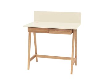 Bureau Luka - Krijtwit gelakt MDF en essenhouten poten