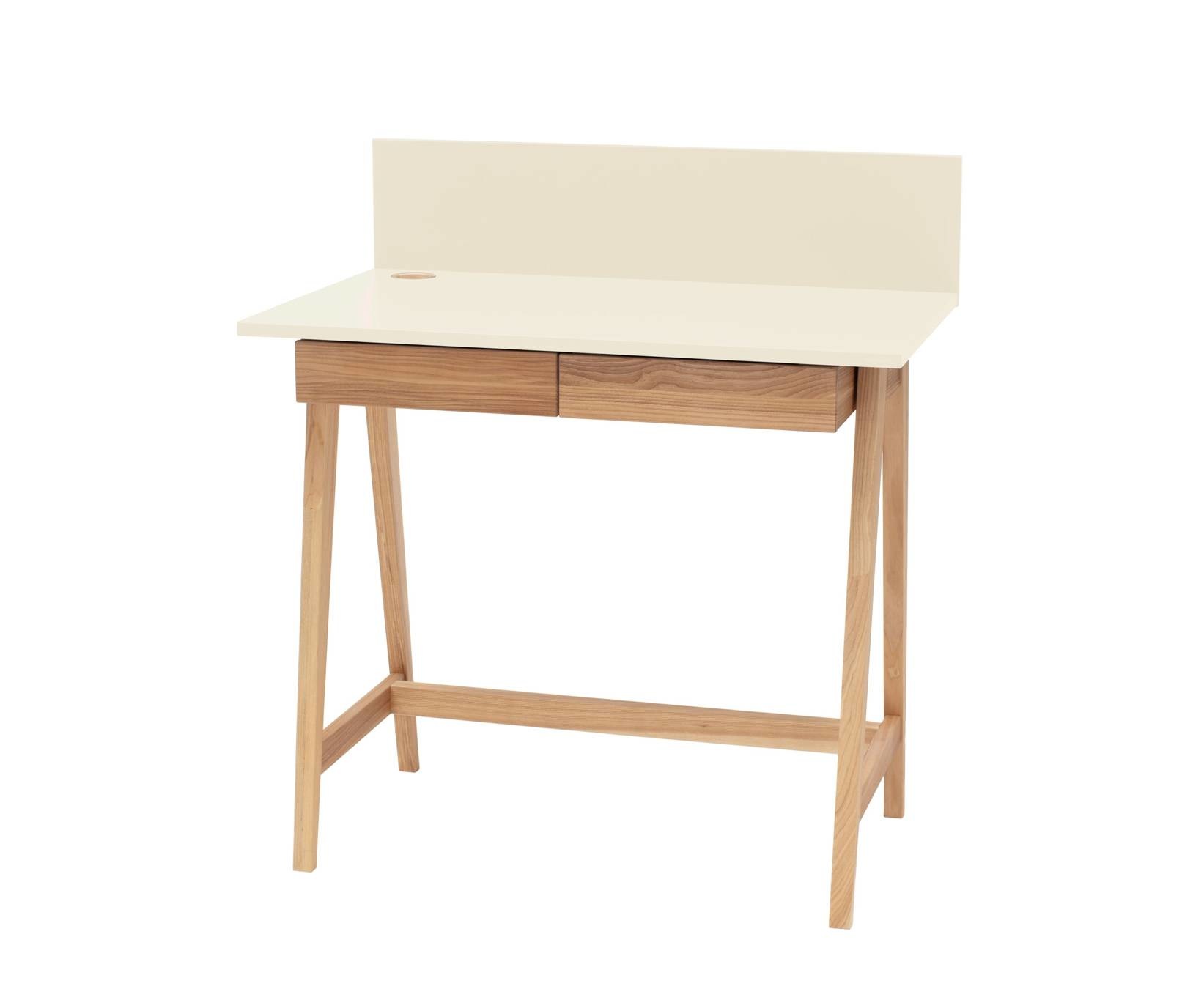 Bureau Luka - Krijtwit gelakt MDF en essenhouten poten