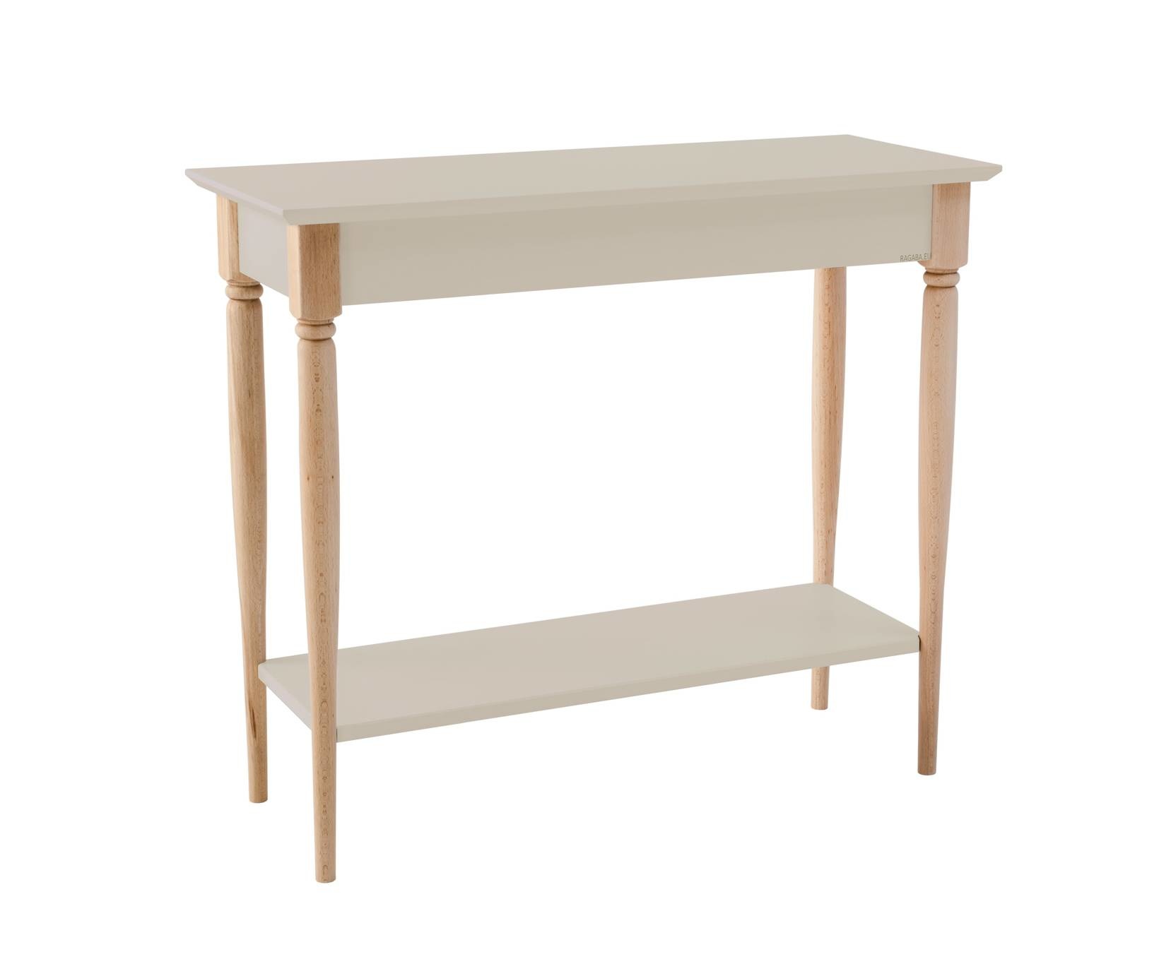 Consoletafel Mamo - Bruin Beige, beukenhouten poten - 85x35x74 cm, FSC® gecertificeerd.