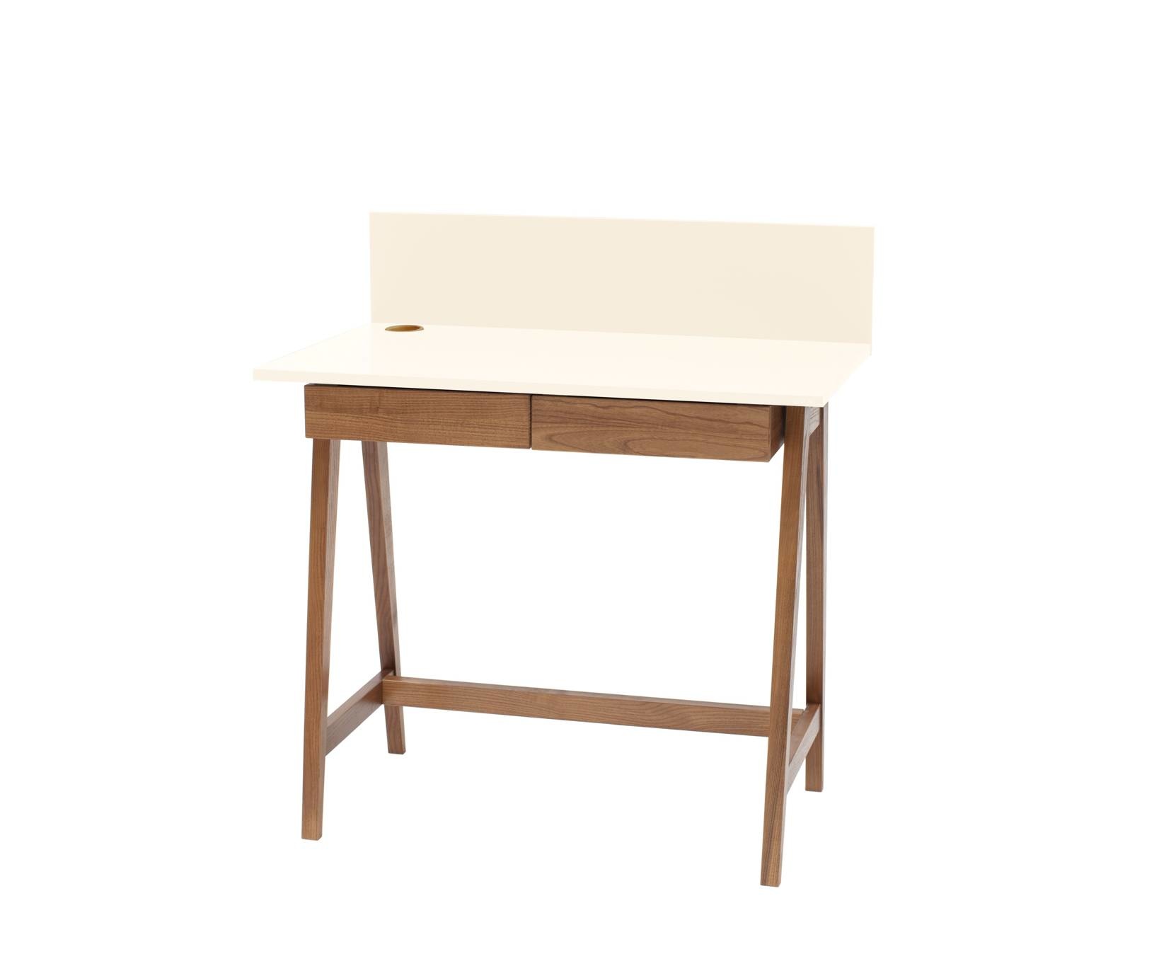 Bureau Luka | Krijtwit | Eiken poten | Met Lade | 85cm breed