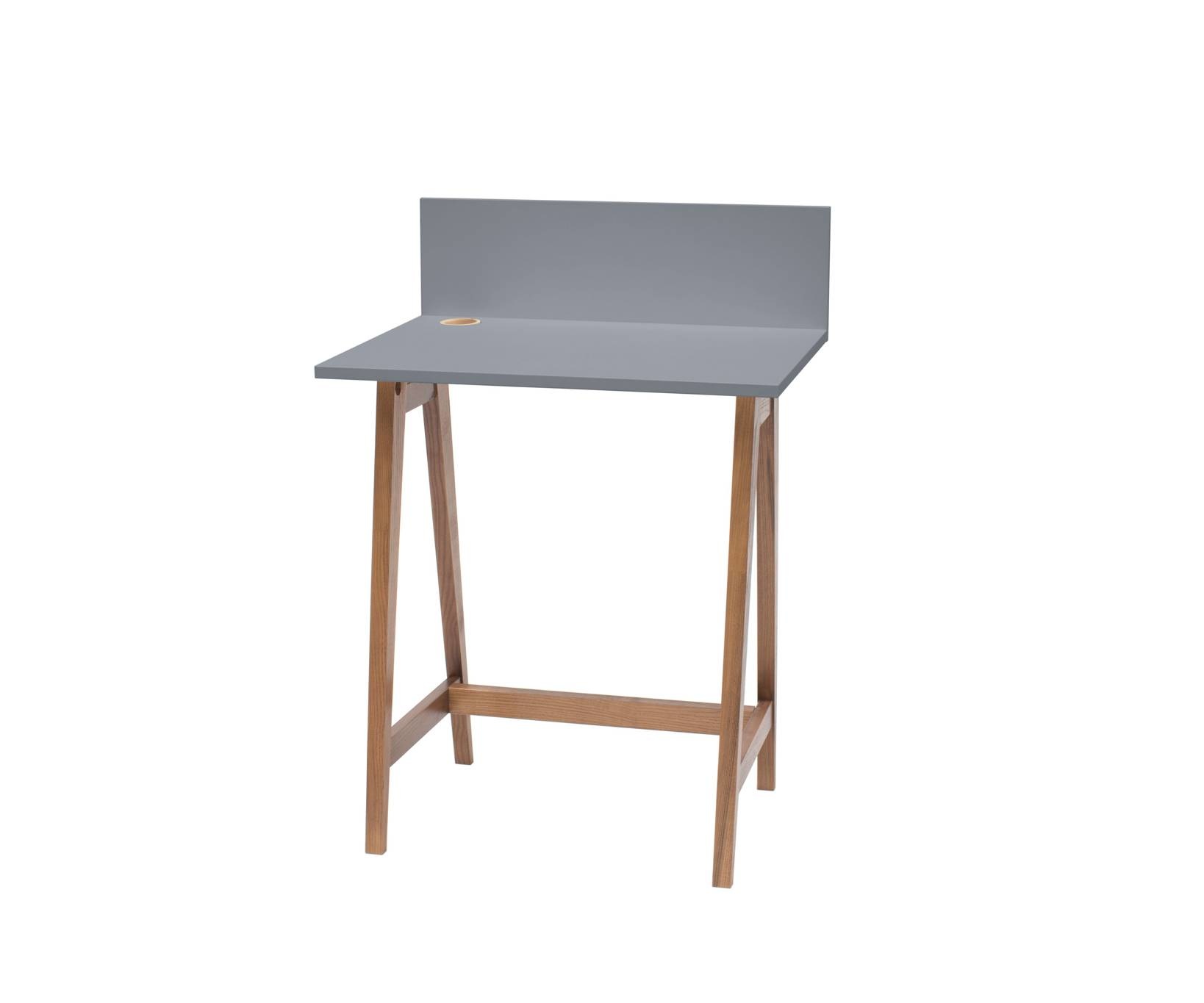 Bureau Luka - Donkergrijze betongrijze tafel met eiken poten, FSC-gecertificeerd