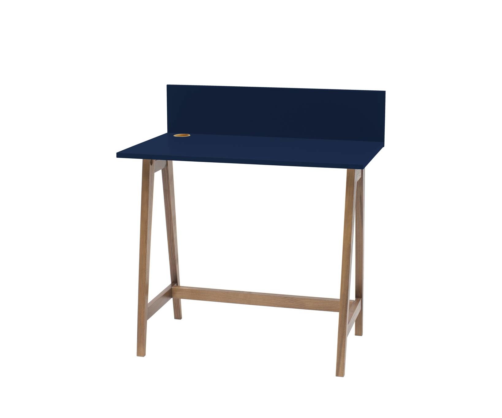 Bureau Luka, marineblauw, eiken poten, 85x50x75cm