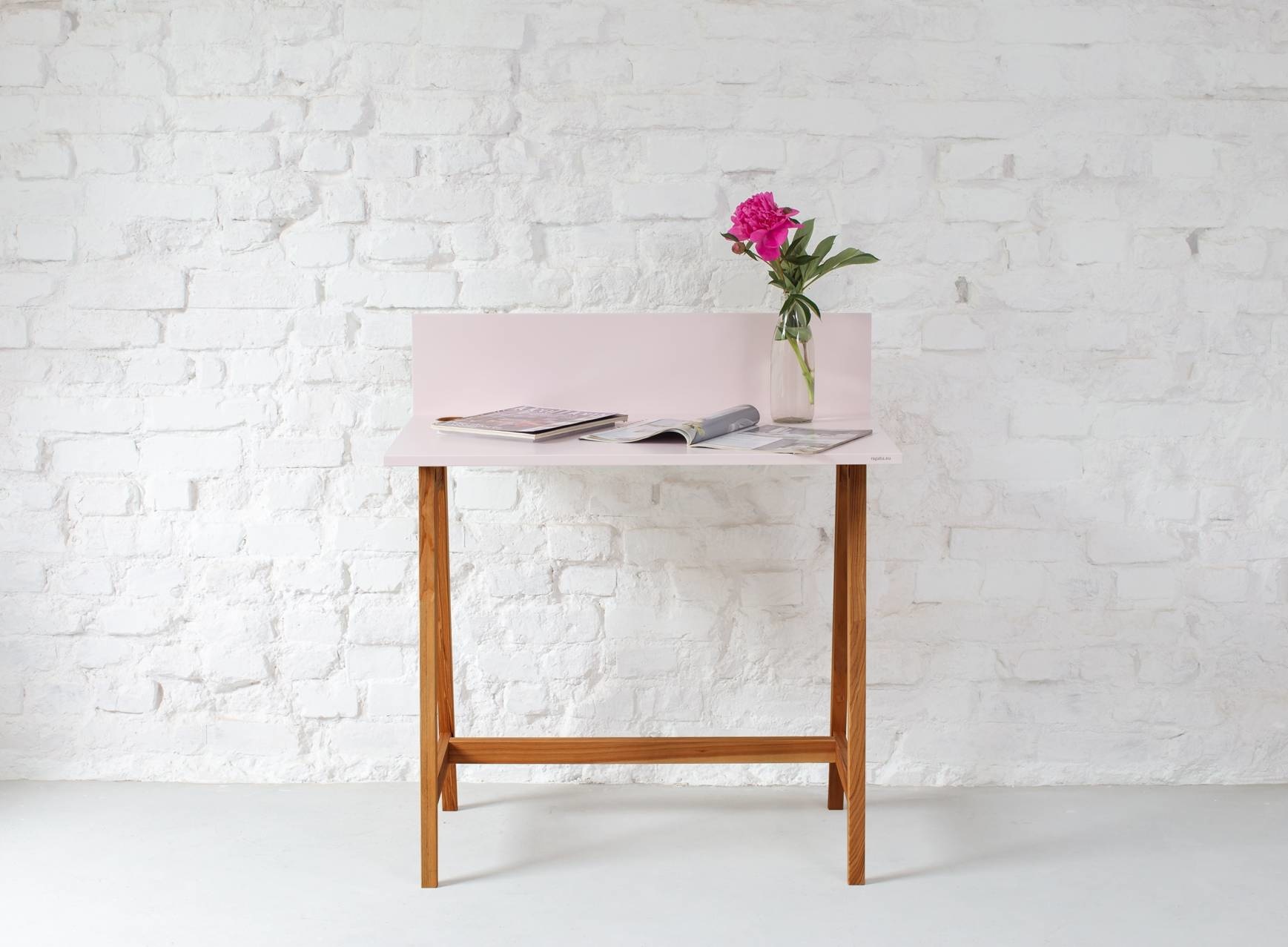 Bureau Luka, marineblauw, eiken poten, 85x50x75cm