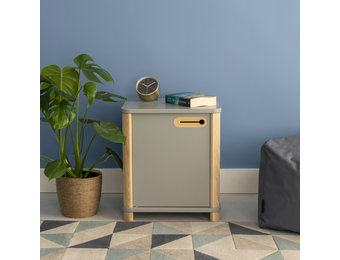 Bureaukast Ashme - Donkergrijze Betongrijze kleur - 42x42x48 cm - MDF & Essenhout