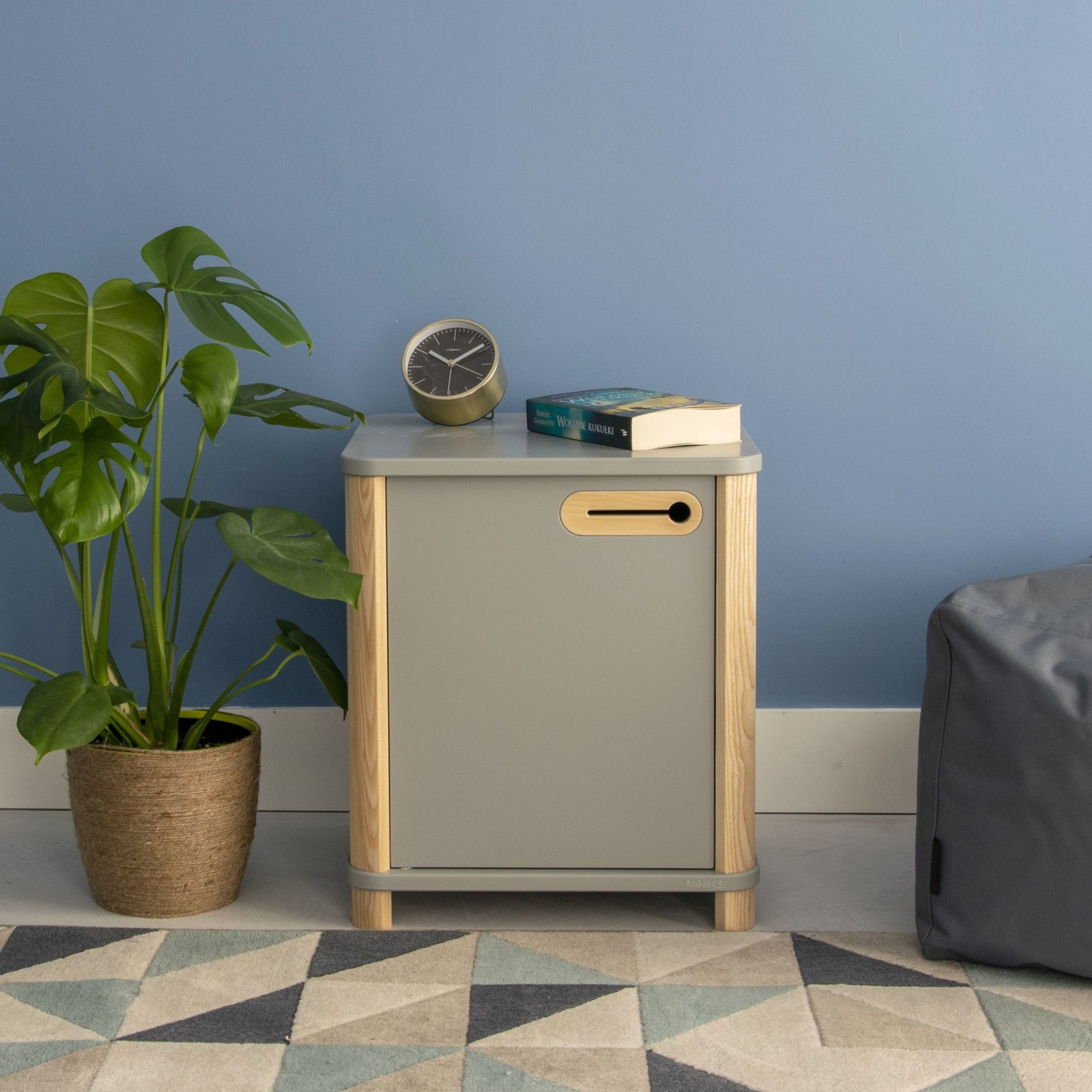 Bureaukast Ashme - Donkergrijze Betongrijze kleur - 42x42x48 cm - MDF & Essenhout