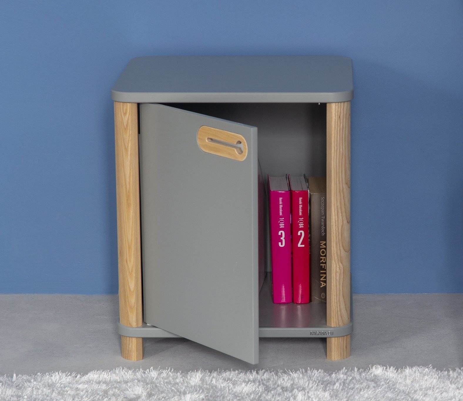 Bureaukast Ashme - Donkergrijze Betongrijze kleur - 42x42x48 cm - MDF & Essenhout