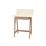 Bureau Luka - Essenhouten Poten, Krijtwit Bureau met Lade (65x50cm)