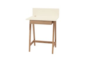 Bureau Luka - Essenhouten Poten, Krijtwit Bureau met Lade (65x50cm)