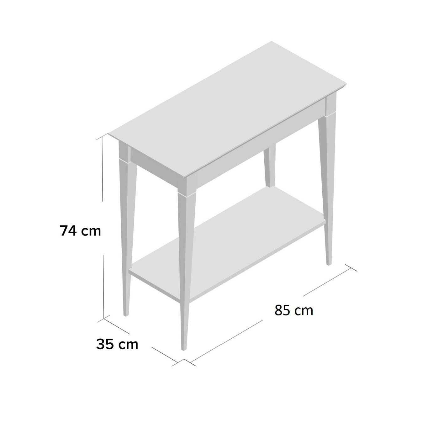 Consoletafel Mimo - Beukenhout Poten, 85x35 cm, Bezemer Geel