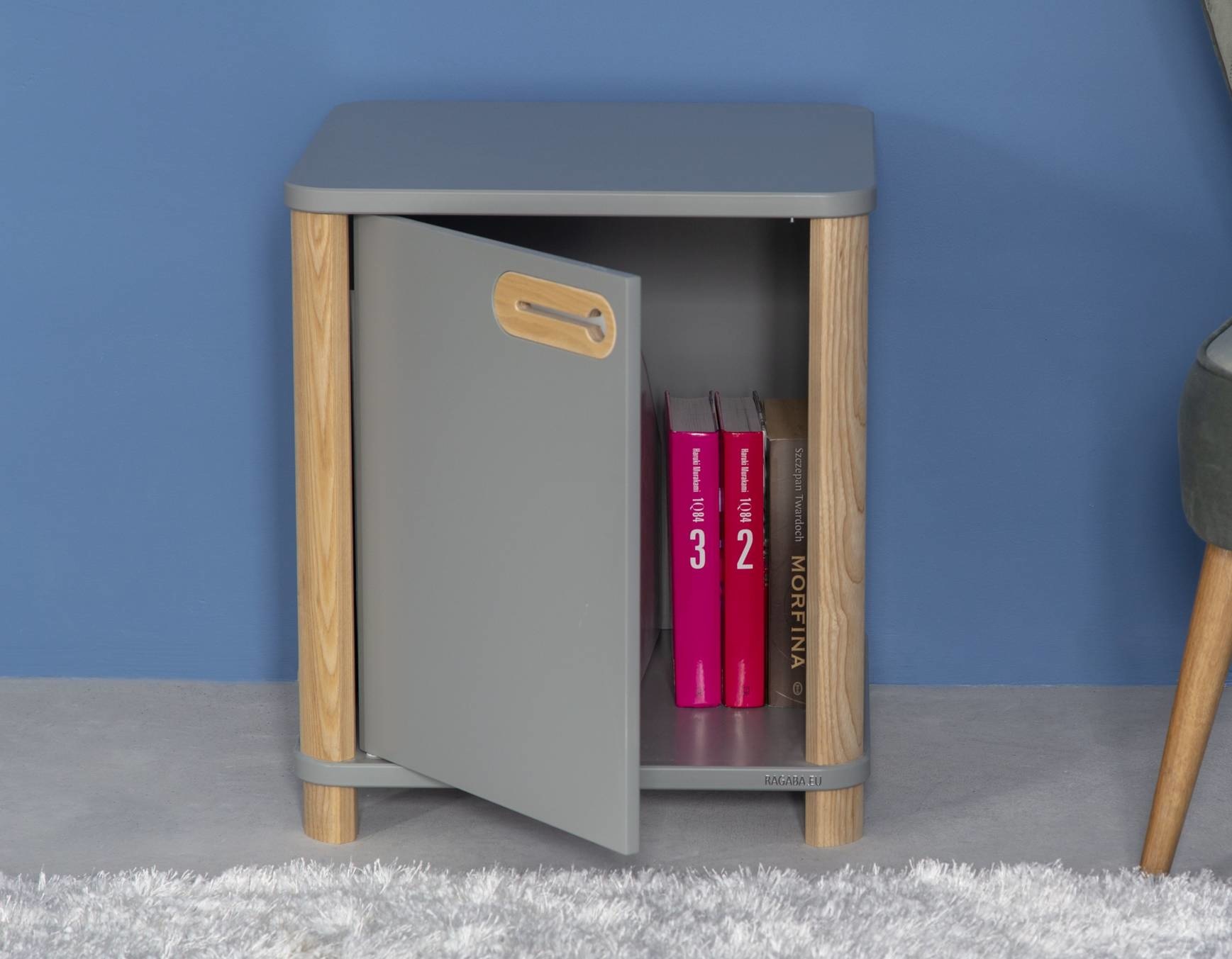 Bureaukast Ashme - Bruin Beige, 42x42x48 cm, MDF en Essenhout, FSC gecertificeerd