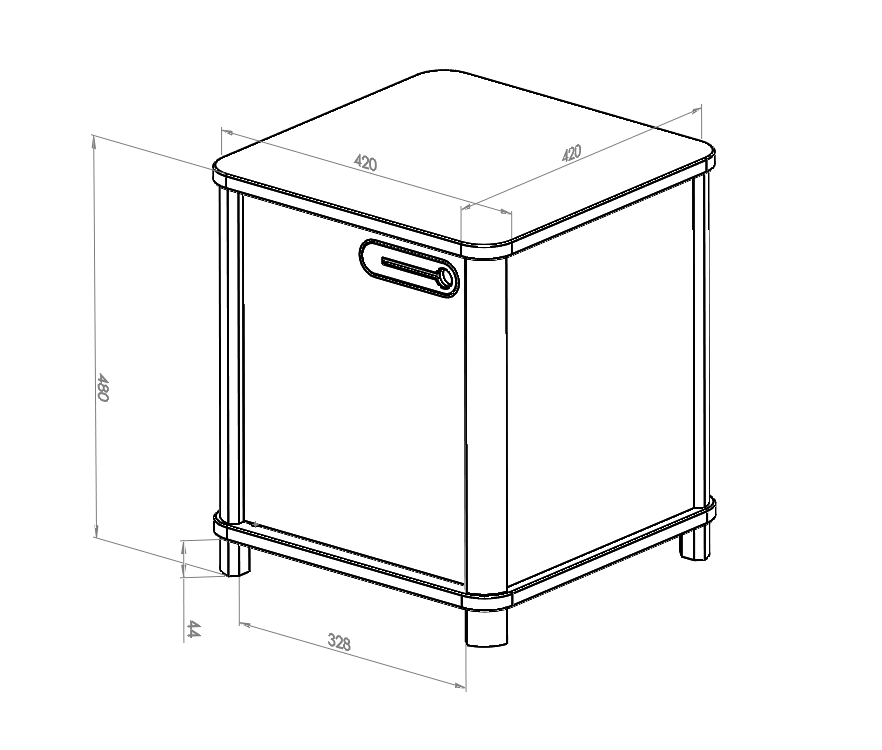 Bureaukast Ashme - Bruin Beige, 42x42x48 cm, MDF en Essenhout, FSC gecertificeerd