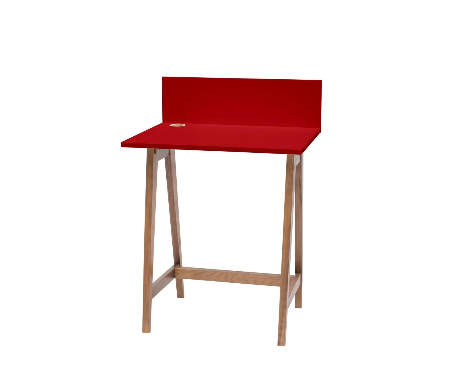 Bureau Luka - rood essenhout & MDF, eiken poten, FSC-gecertificeerd