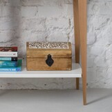 Consoletafel Mimo natuurlijk beukenhout poten, zacht blauw, FSC gecertificeerd - 85x35x74cm