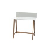 Bureau Luka - Witte tafel met eiken poten, 85x50x75cm