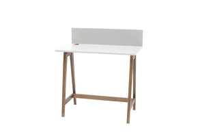 Bureau Luka - Witte tafel met eiken poten, 85x50x75cm