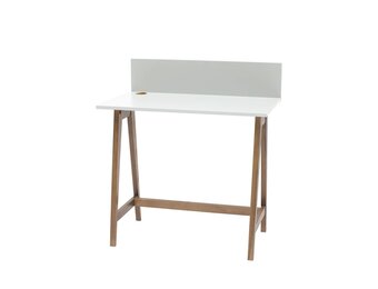 Bureau Luka - Witte tafel met eiken poten, 85x50x75cm