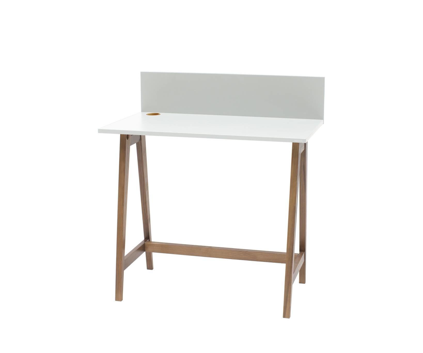 Bureau Luka - Witte tafel met eiken poten, 85x50x75cm
