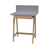 Bureau Luka in Donkergrijs met Essenhouten poten - 1 lade included