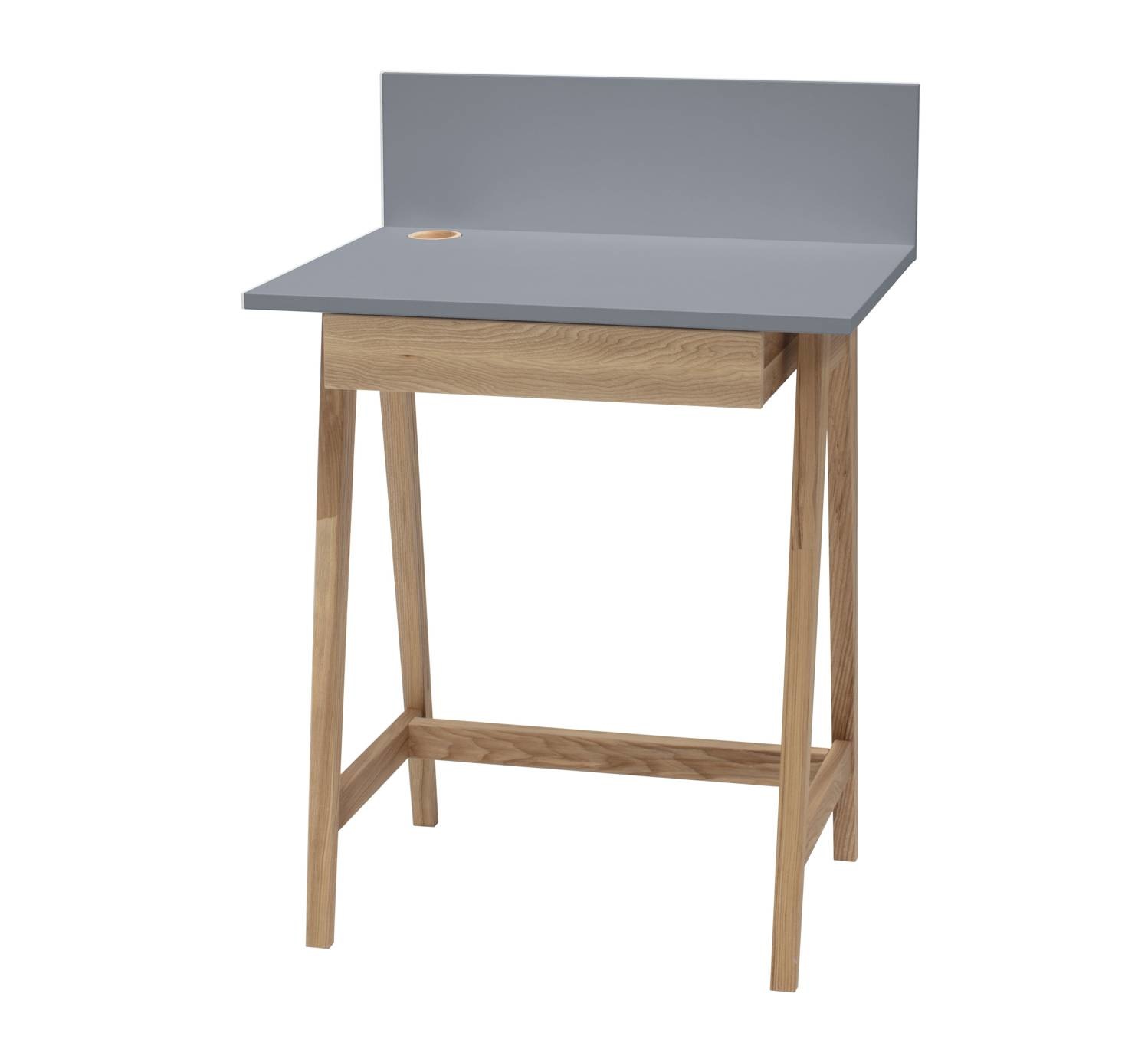 Bureau Luka in Donkergrijs met Essenhouten poten - 1 lade included