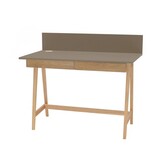 Bureau Luka in Beverbruin met Essenhouten Poten - 110 cm breed