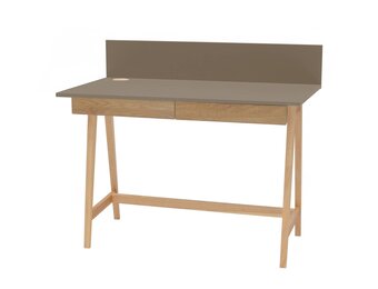 Bureau Luka in Beverbruin met Essenhouten Poten - 110 cm breed