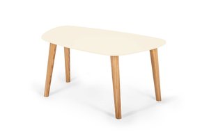 Endocarp krijtwitte salontafel van MDF & Essenhout, FSC gecertificeerd - 80x48x40 cm