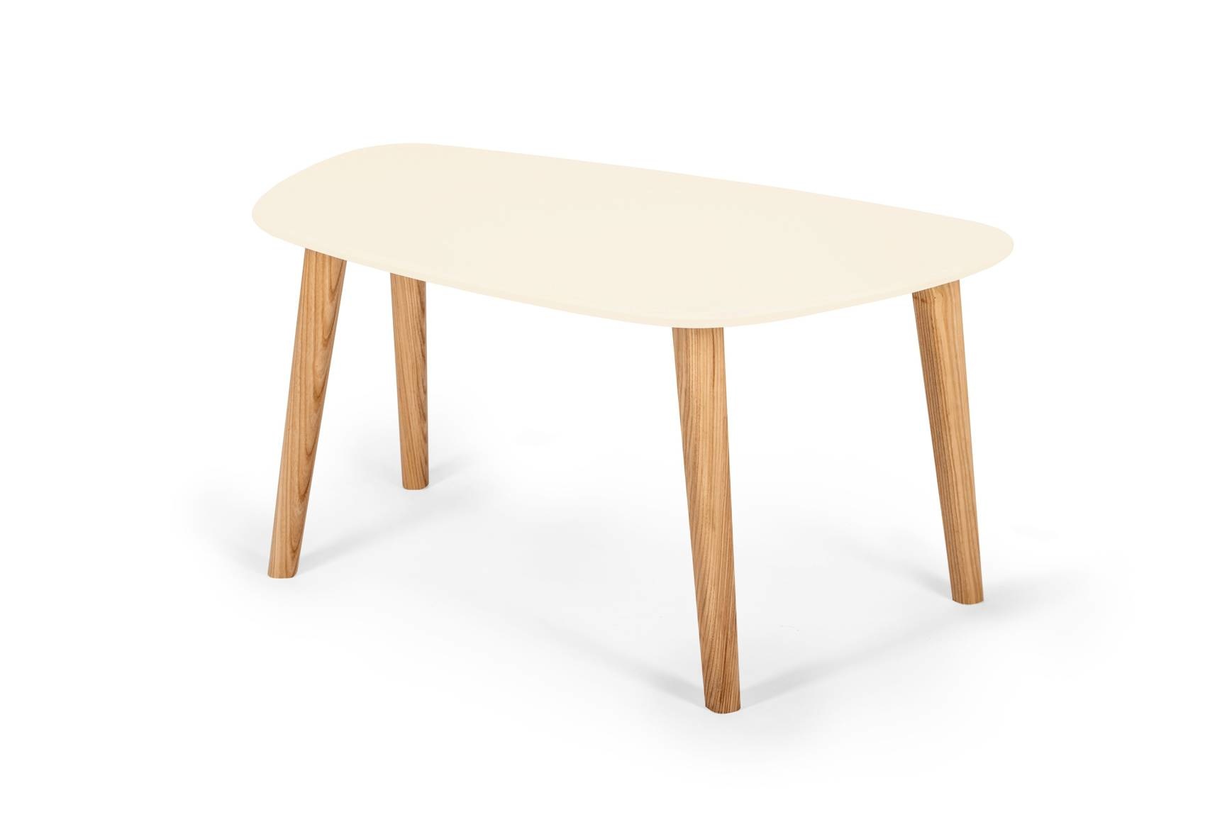 Endocarp krijtwitte salontafel van MDF & Essenhout, FSC gecertificeerd - 80x48x40 cm